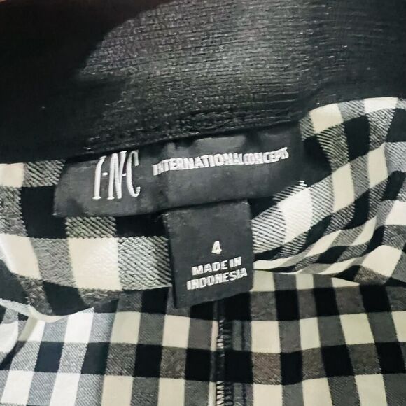 INC international concepts black white checkered pull on skinny pant size 4 - Picture 4 of 7